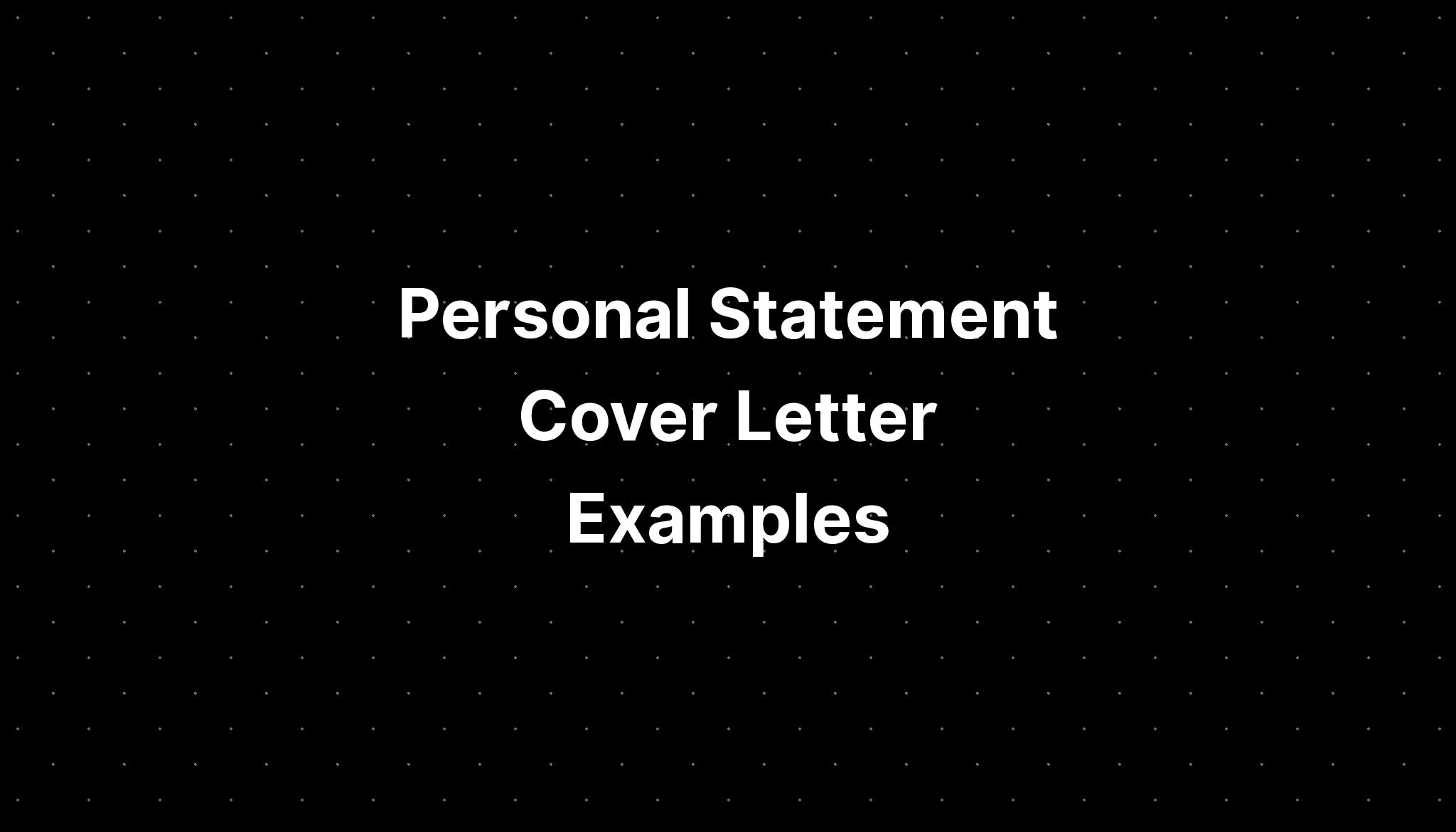 is personal statement same as cover letter